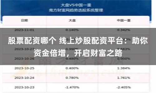 股票配资哪个 线上炒股配资平台：助你资金倍增，开启财富之路